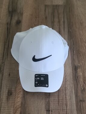 Nike White Baseball Cap with Black Swoosh